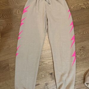 NWT Aviator nation tan bolt sweatpants s